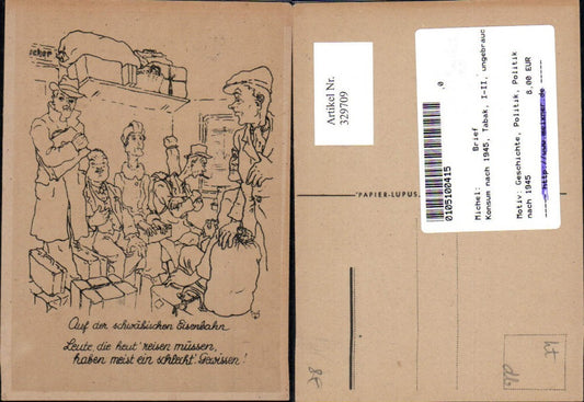 329709, Artist Ak On the Swabian Railway Consumption after 1945 Tobacco History Politics Foreign Countries
