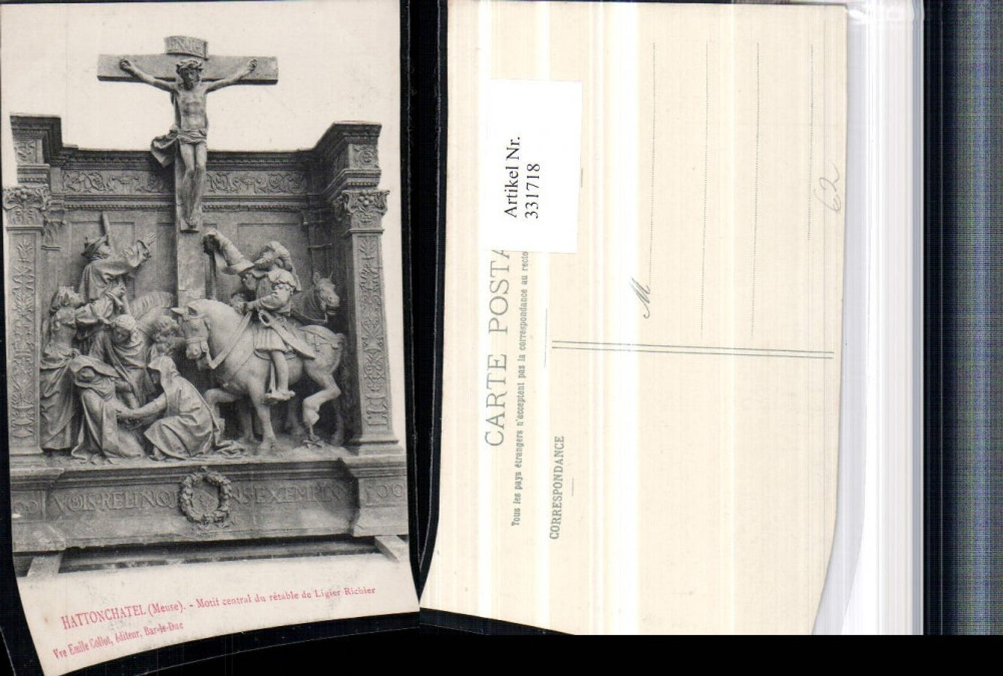 331718,Lorraine Meuse Hattonchatel motif central du retable de Ligier-Richier relief