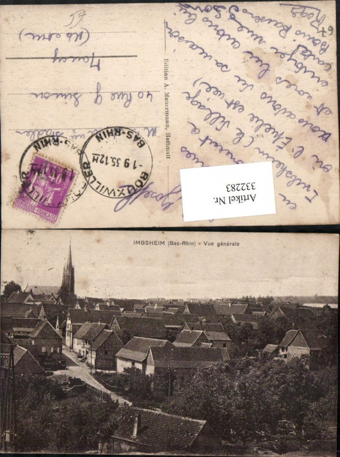 332283,Elsass Bas-Rhin Imbsheim Vue generale Totale