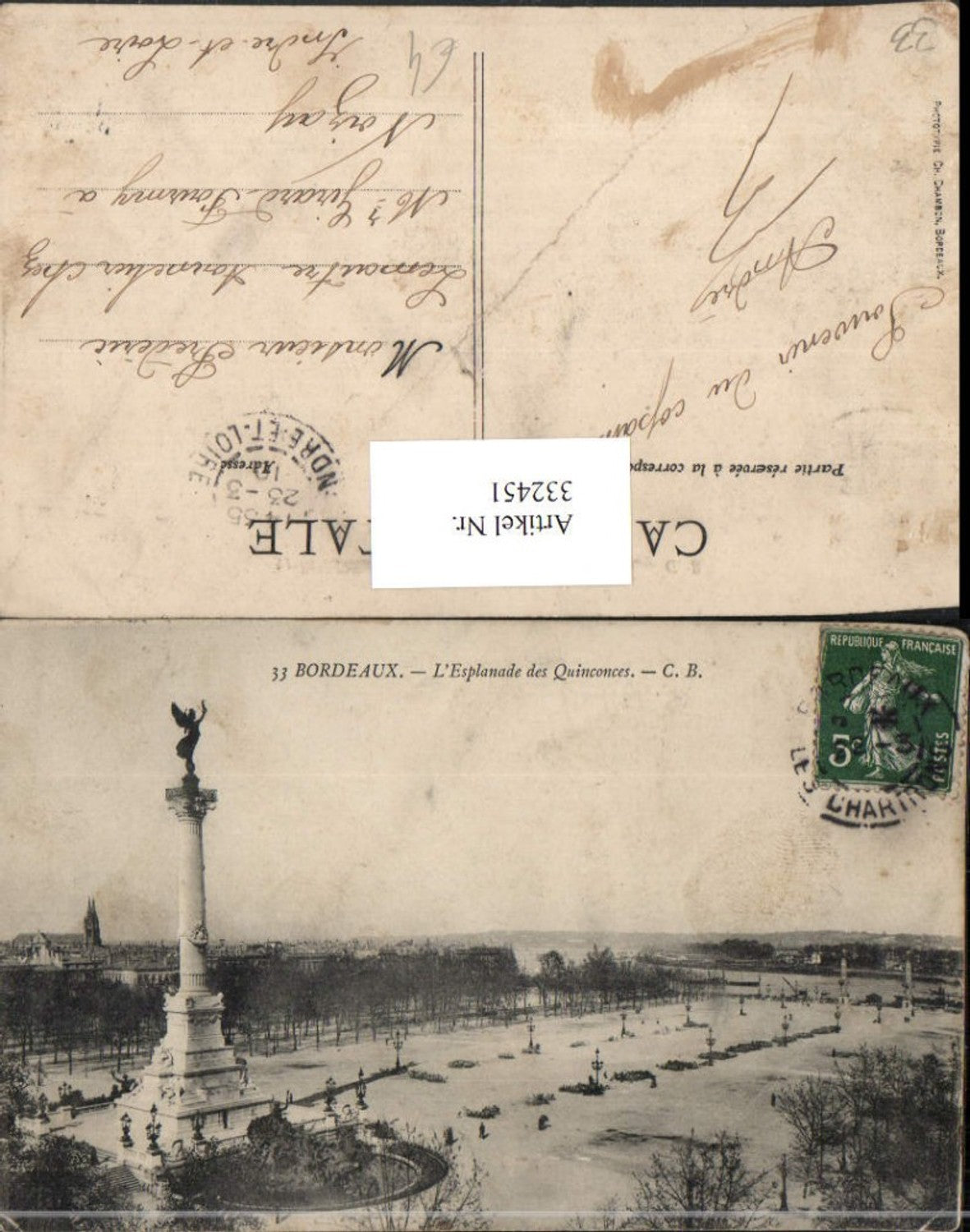 332451,Aquitanien Gironde Bordeaux L'Esplanade des Quinconces Säule