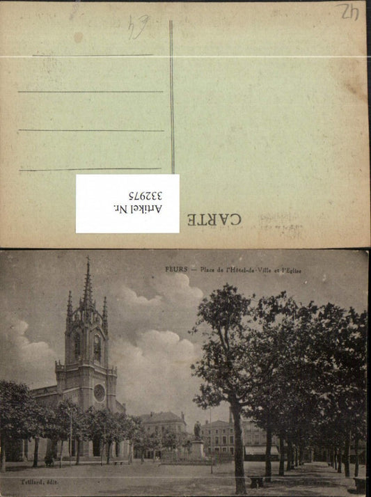 332975,Rhone-Alpes Loire Feurs Place de l'Hotel de Ville et l'Eglise Church