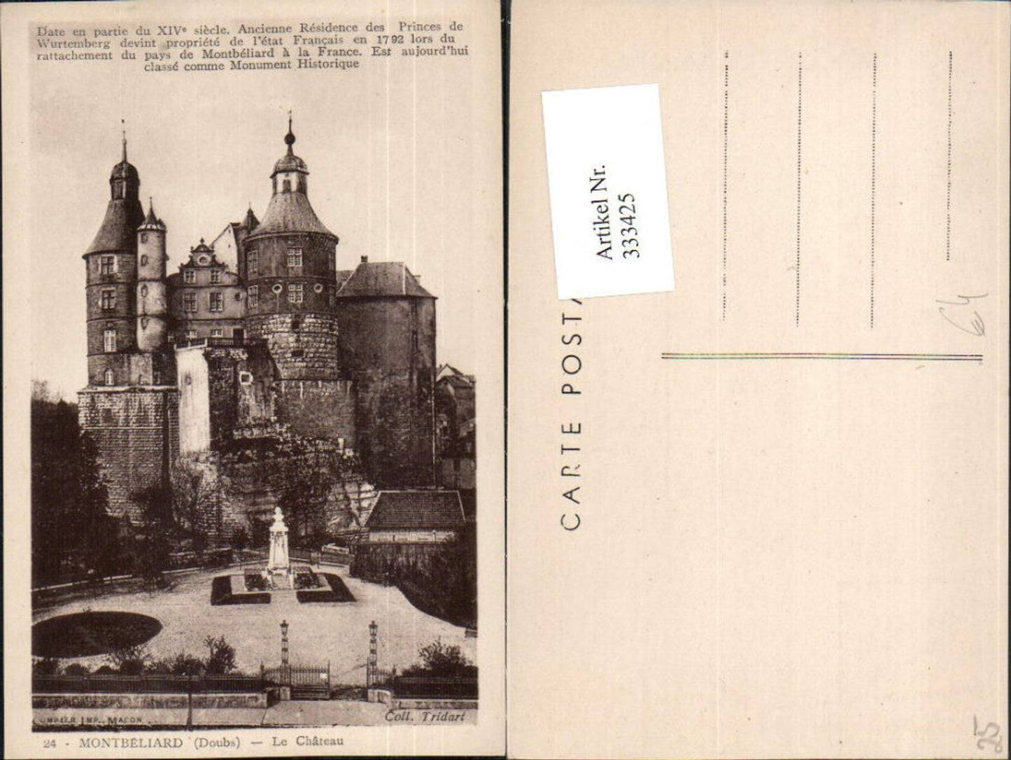 333425,Franche-Comte Doubs Montbeliard Le Chateau Schloss