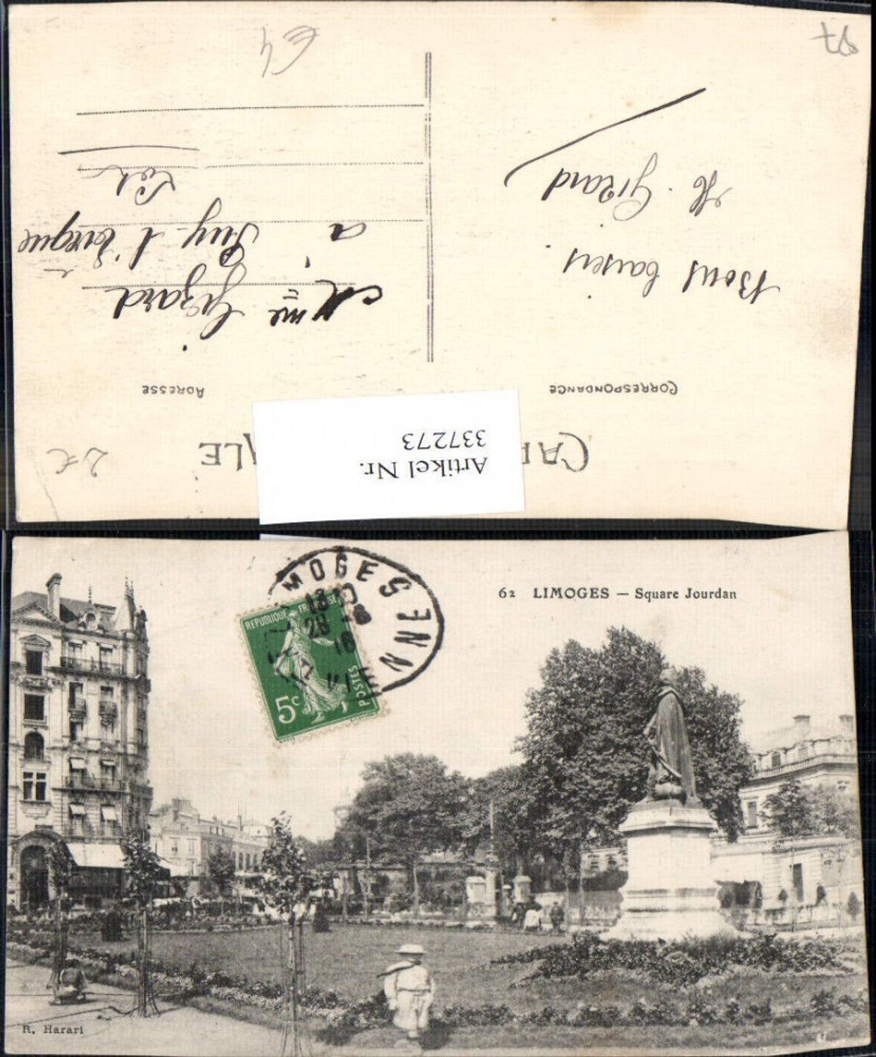 337273,Limousin Haute-Vienne Limoges Square Jourdan Statue