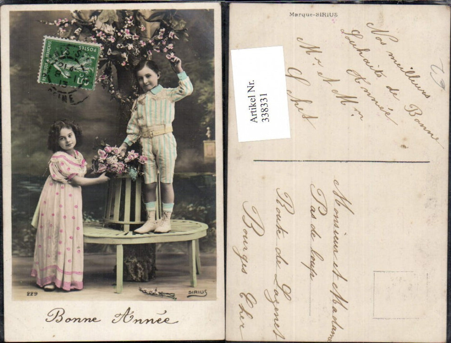 338331,Kinder Bank Baum Rosen Blumen Bonne Annee