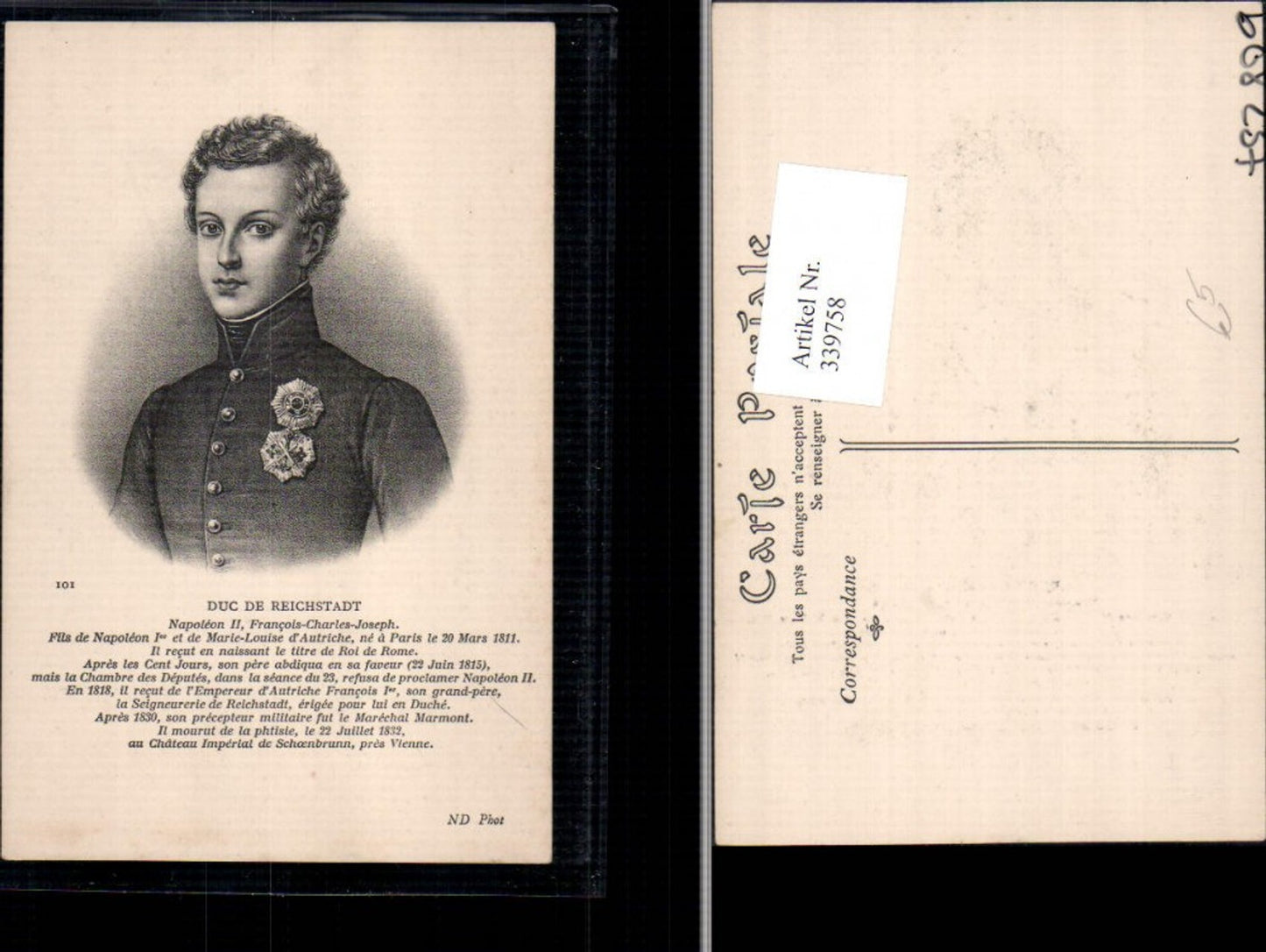 339758,Politician Napoleon II Duc de Reichstadt