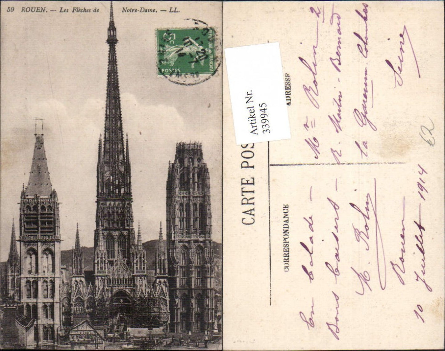 339945,Haute-Normandie Seine-Maritime Rouen Les Fleches de Notre Dame Kirche