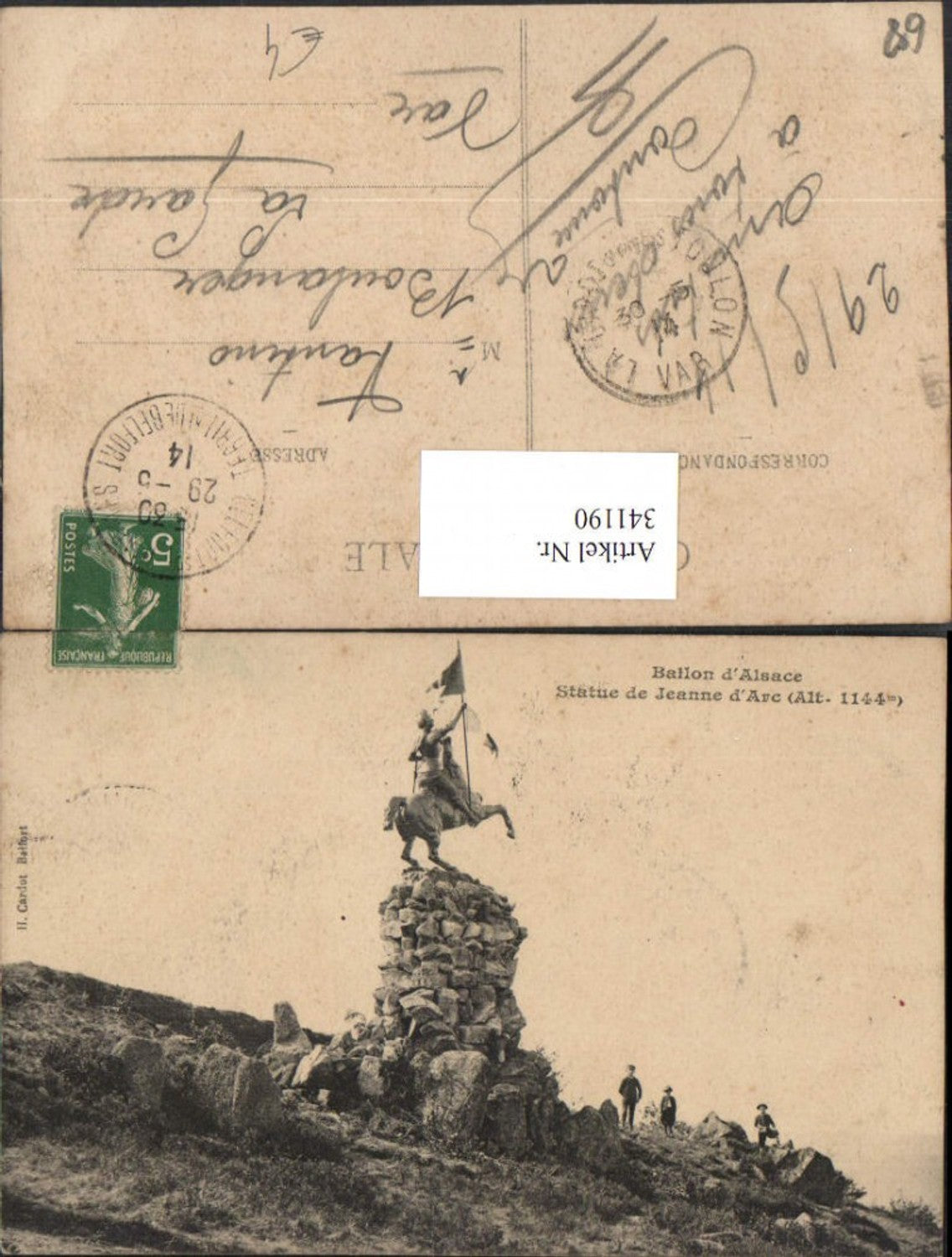 341190,Elsass Haut-Rhin Statue de Jeanne d'Arc Denkmal