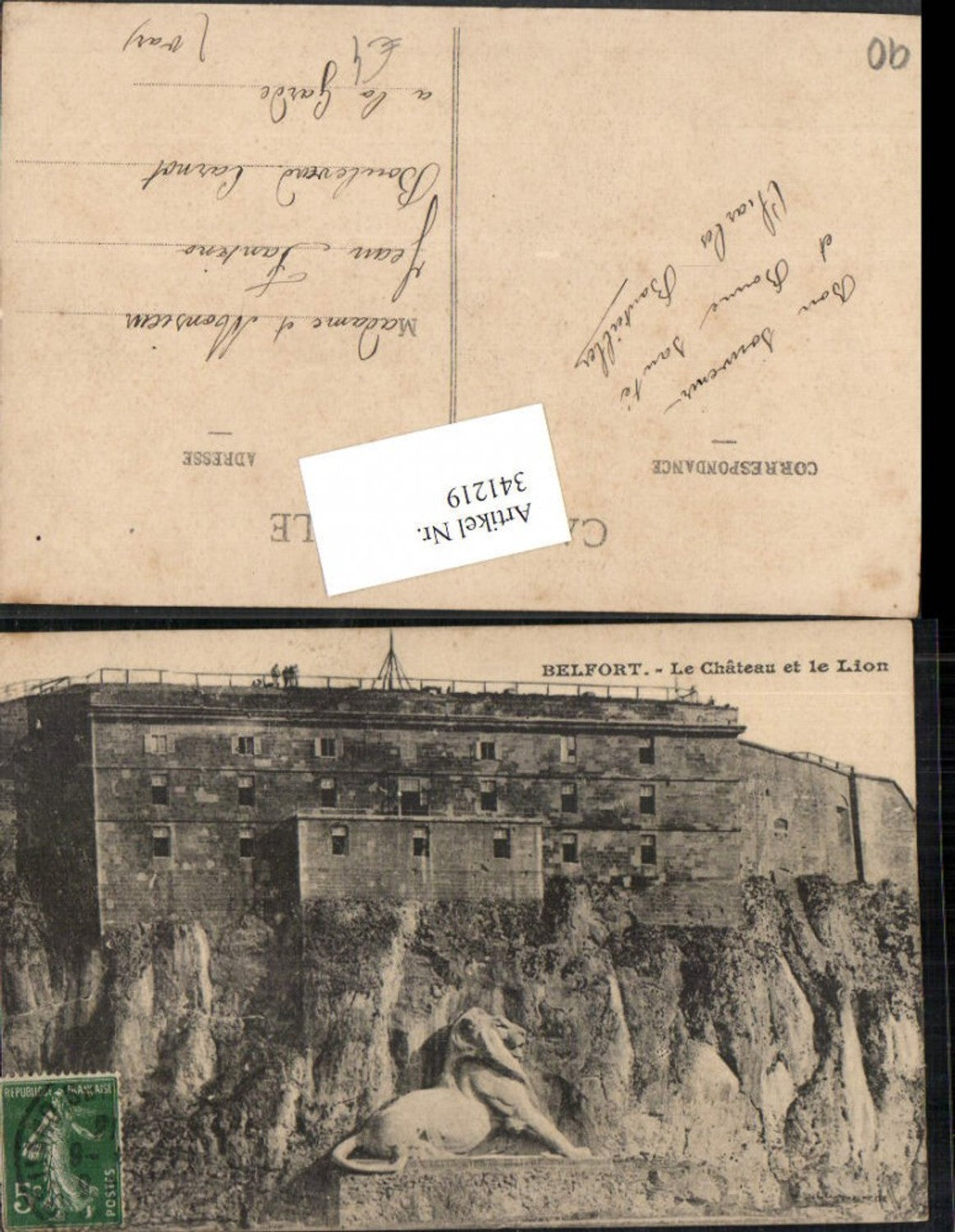 341219,Franche-Comte Territoire-de-Belfort Belfort Le Chateau et le Lion Schloss Löwe
