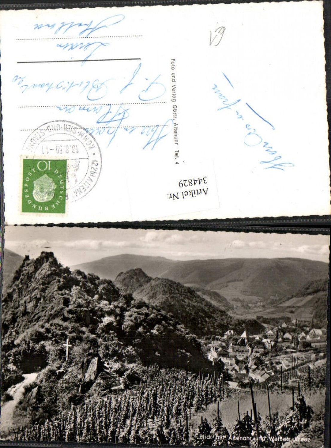 344829, View of Altenahr, partial view and White Cross