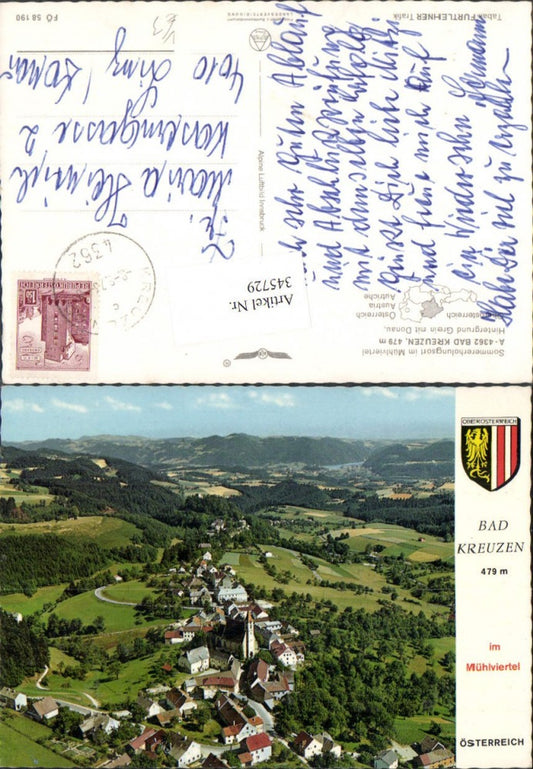 345729, Bad Kreuzen im Mühlviertel Totale pub Alpine aerial photograph 58190