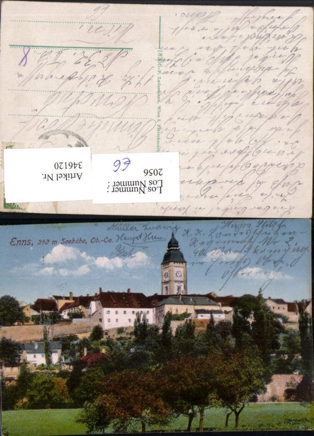 346120, Enns on the Danube, partial view of the town tower