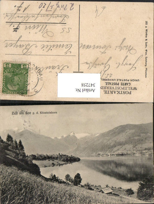 347258, View of Zell am See, partial view towards Kitzsteinhorn mountain scenery