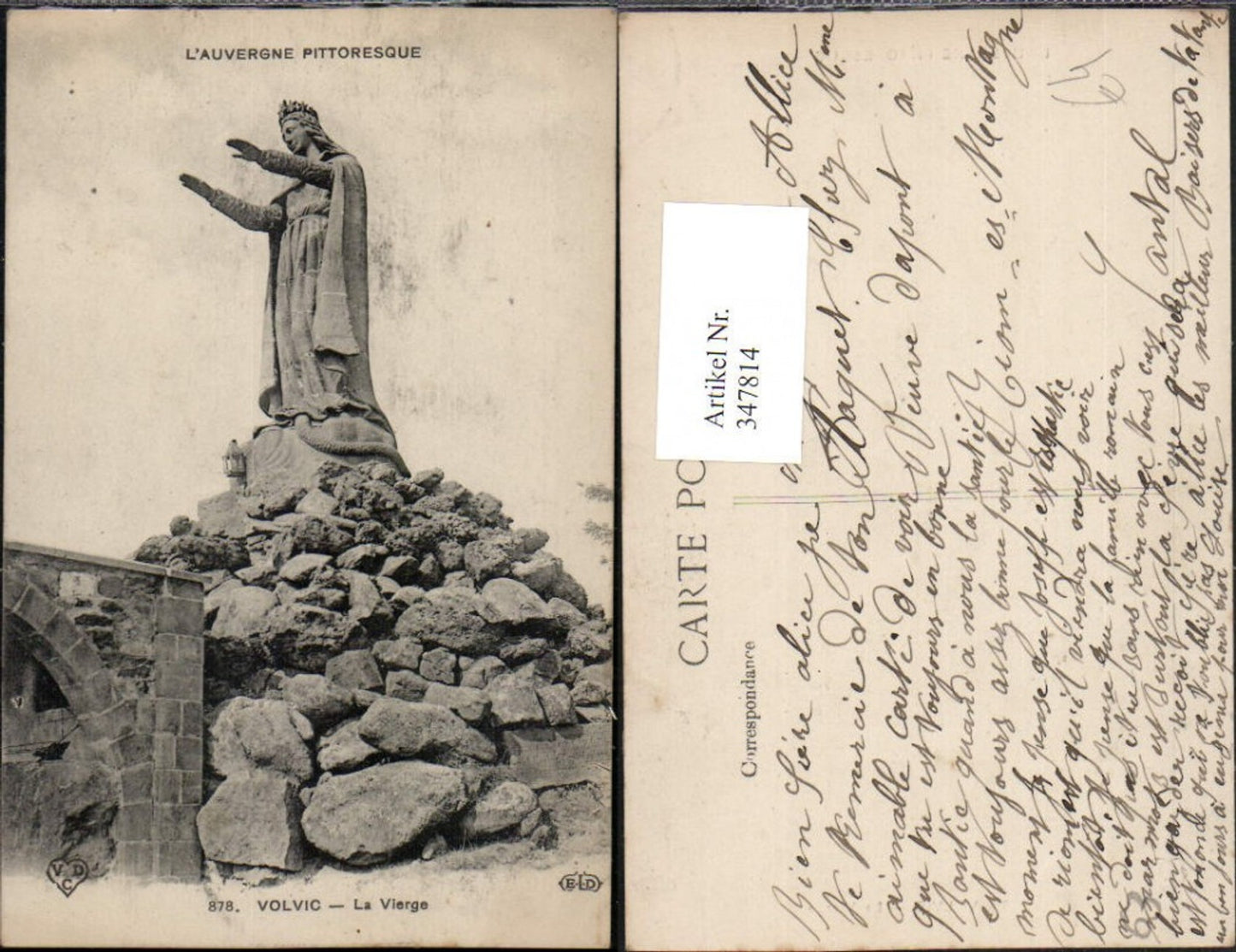 347814,Auvergne Puy-de-Dome Volvic La Vierge Marienstatue