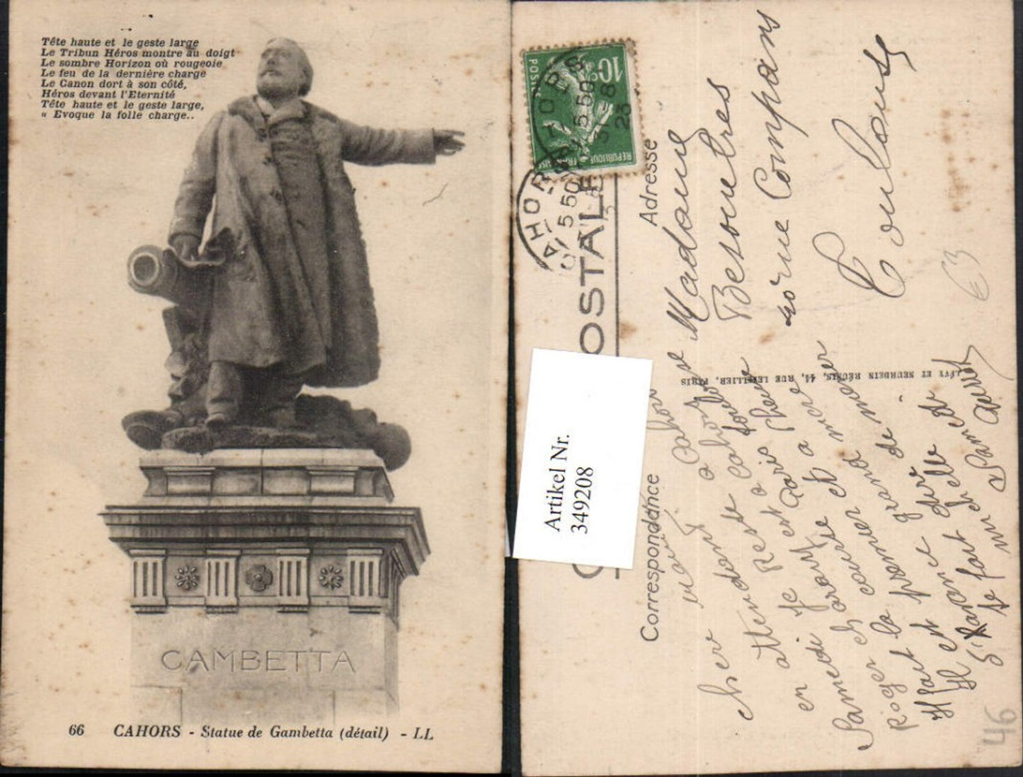 349208,Midi-Pyrenees Lot Cahors Statue de Gambetta Monument