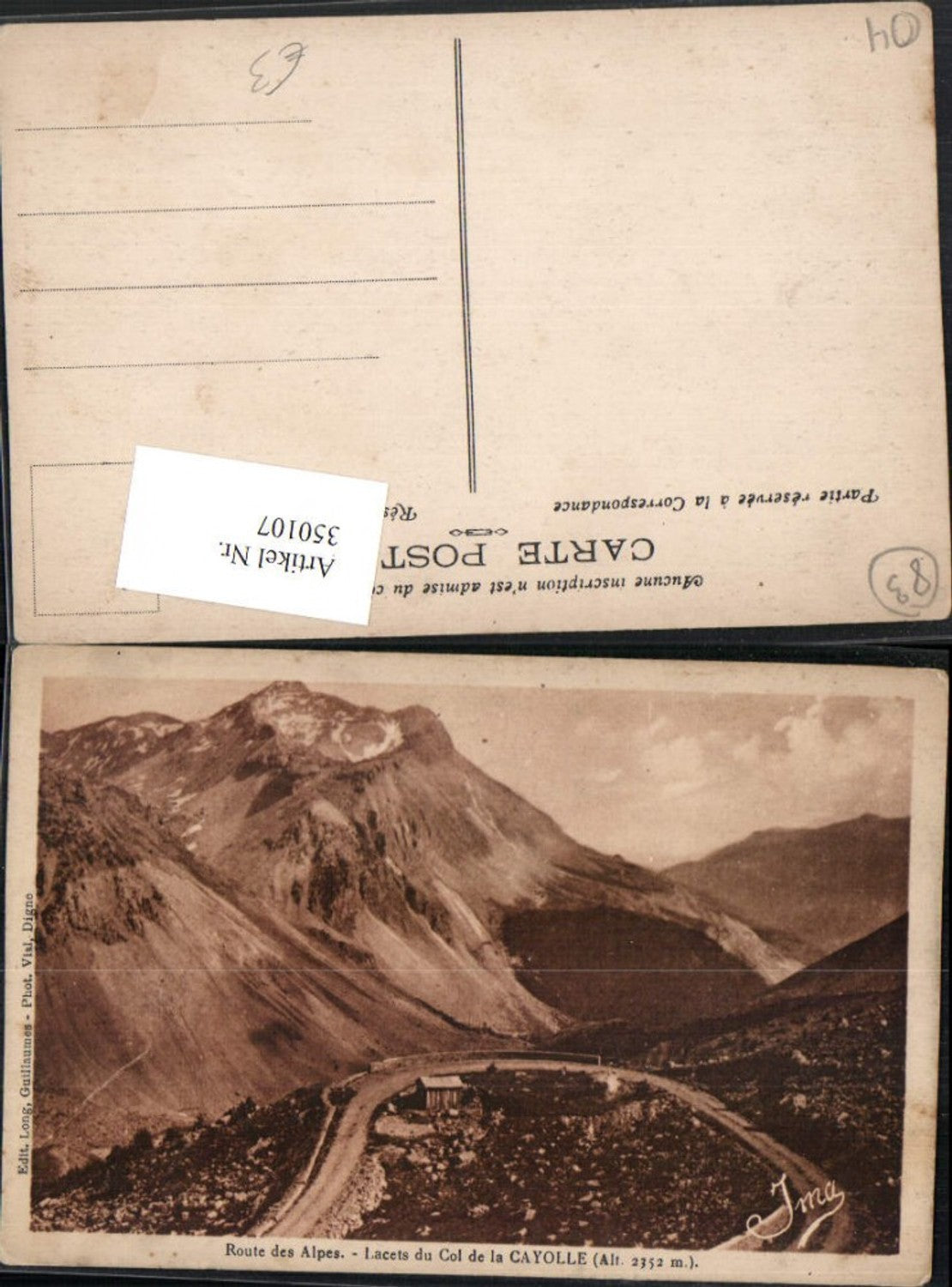 350107,Provence-Alpes-Cote-Azur Prov.  Col de la Cayolle Bergkulisse