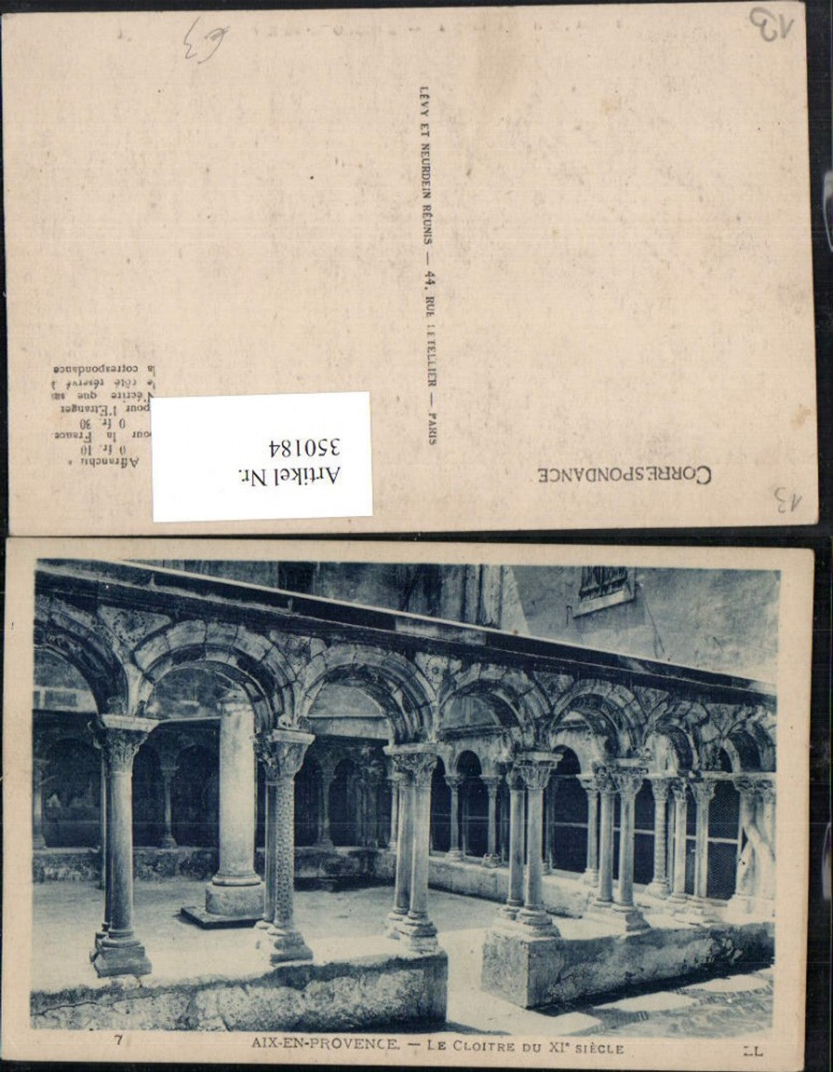 350184,Provence-Alpes-Cote-Azur Bouches-de-Rhone Aix-en-Provence Cloitre Kloster Arkaden
