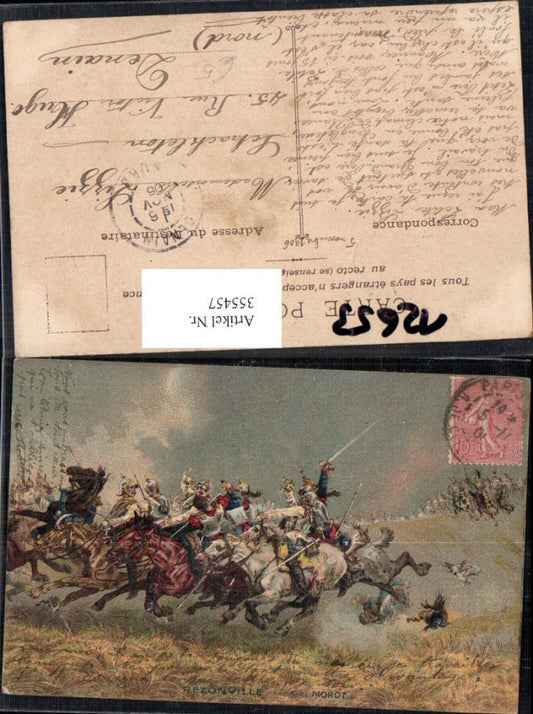 355457, Artist Ak Rezonville par aime Morot Combat Soldiers Horses