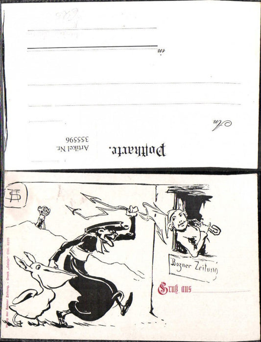 355596, Artist Caricature Advertising Bozner Zeitung Bozen Witch