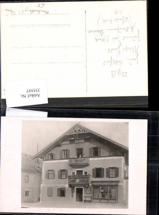 355597, Photo Ak Advertisement LI Stainer General Store 1932 View of House People on Balcony