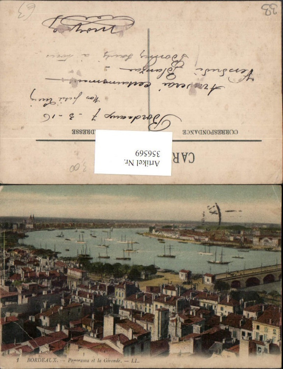 356569,Aquitanien Gironde Bordeaux Panorama et la Gironde Teilansicht
