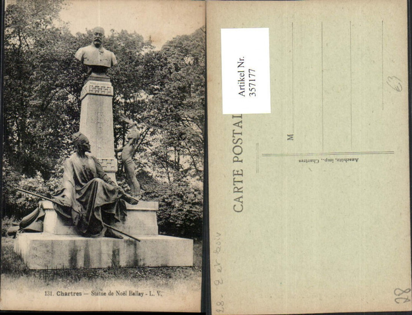357177,Centre Eure-et-Loir Chartres Statue de Noel Ballay Denkmal Büste