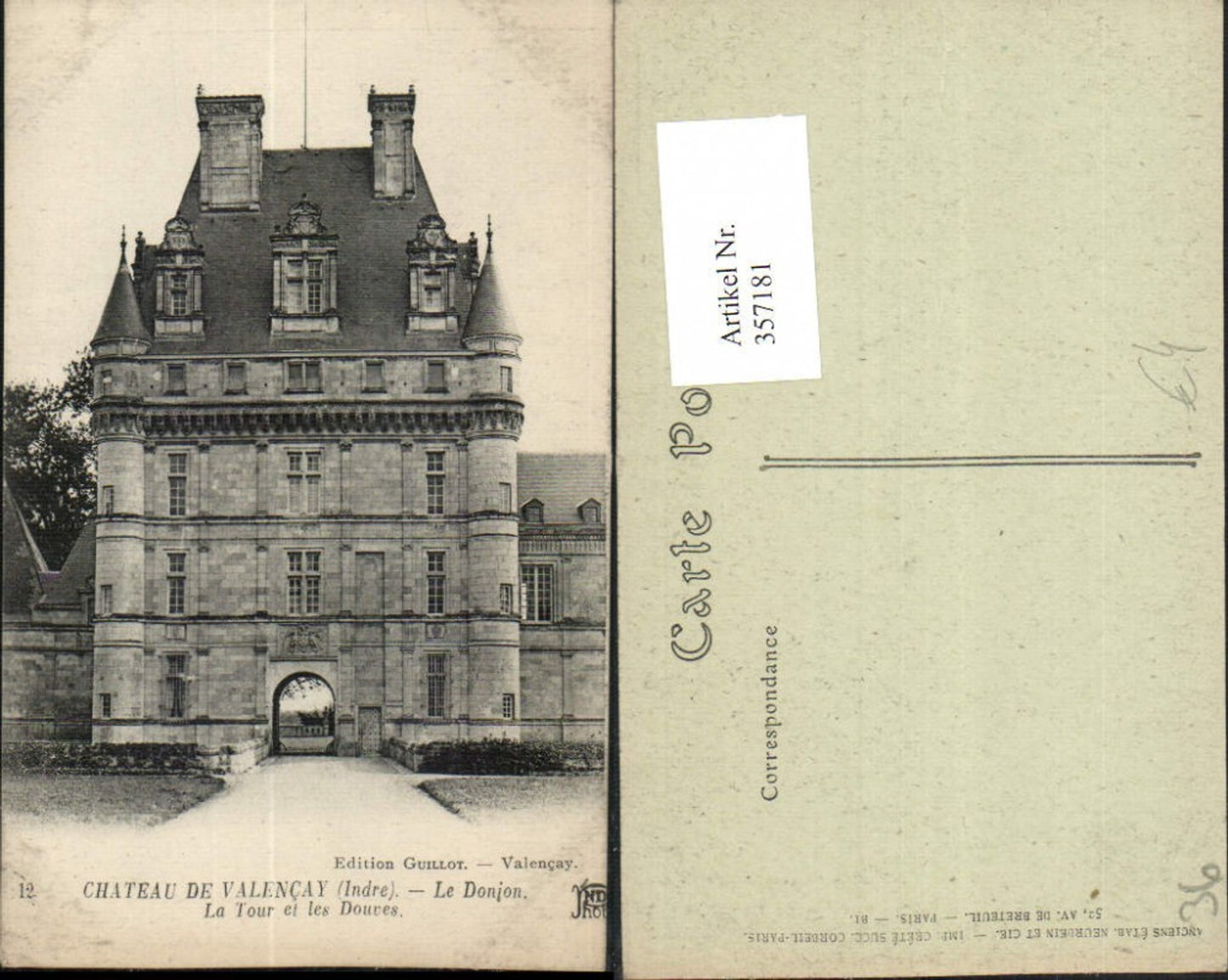 357181,Centre Indre Chateau de Valencay Le Donjon Tour et les Douces Schloss