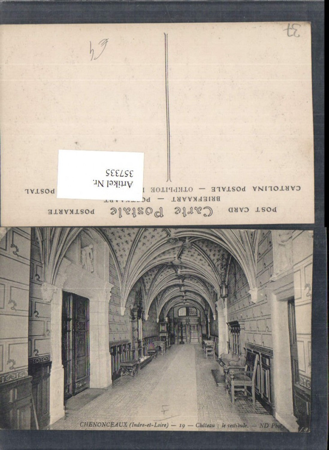 357335,Centre Indre-et-Loire Chenonceaux Chateau le vestibule Schloss Gang