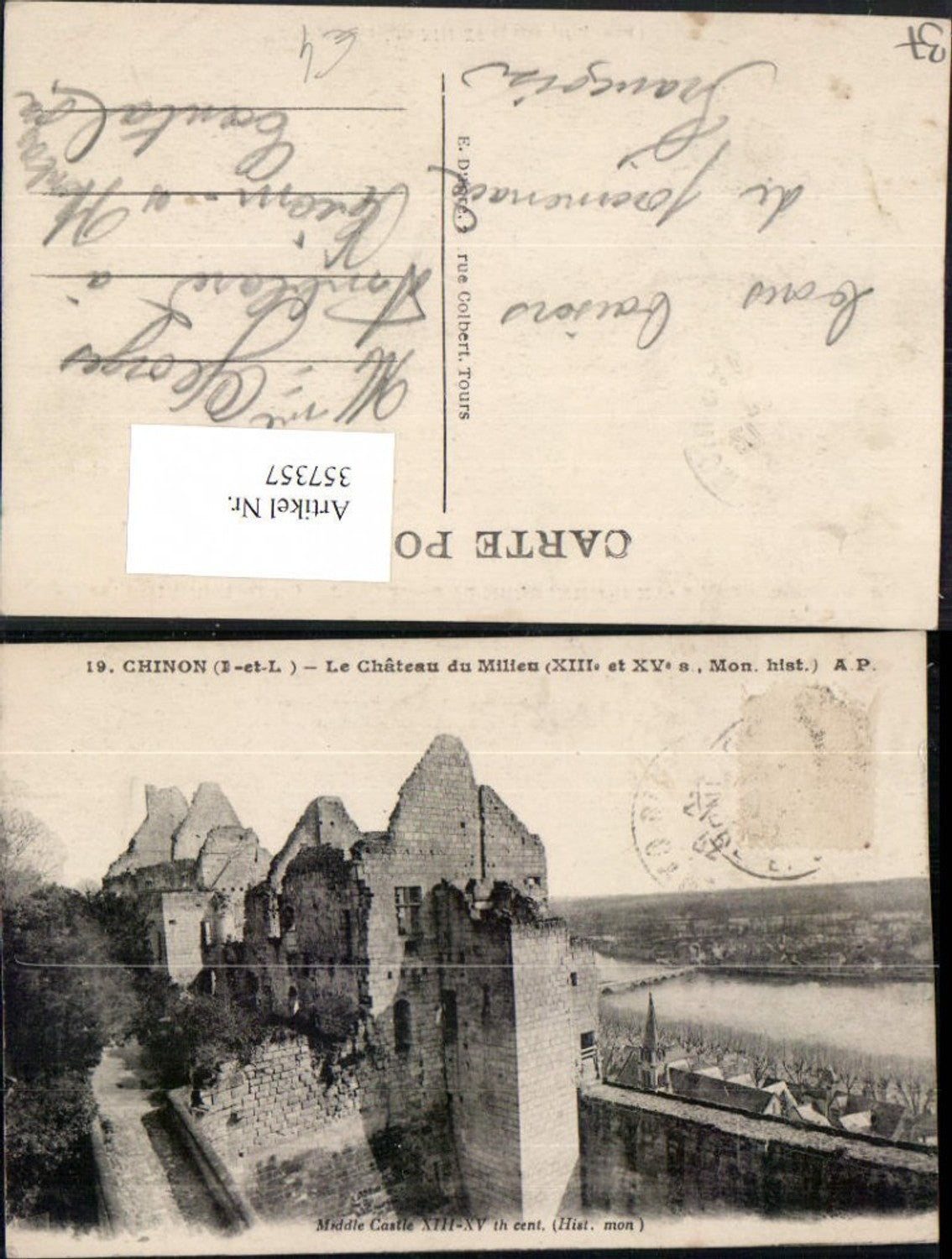 357357,Centre Indre-et-Loire Chinon Le Chateau du Milieu Schloss Ruine