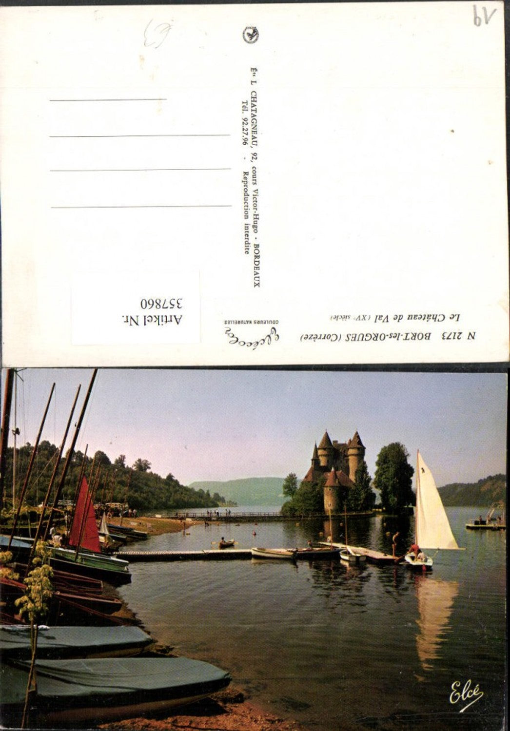 357860,Limousin Correze Bort-les-Orgues Le Chateau de Val Castle Boats