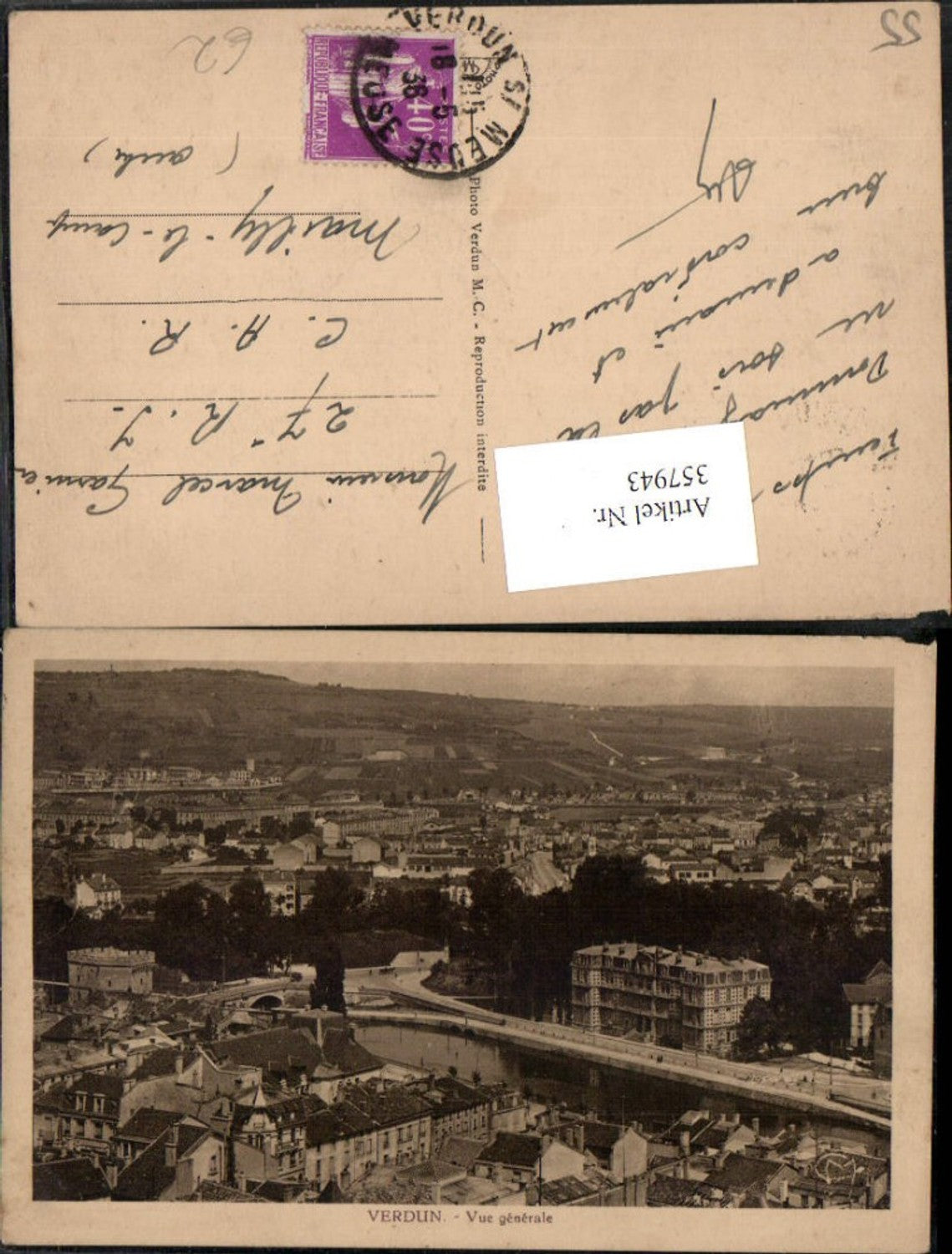 357943,Lorraine Meuse Verdun Vue generale Totale