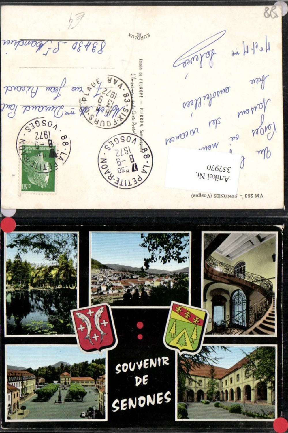 357970, Lorraine Vosges Senones Totale Platz Abtei Stiege Multiview map