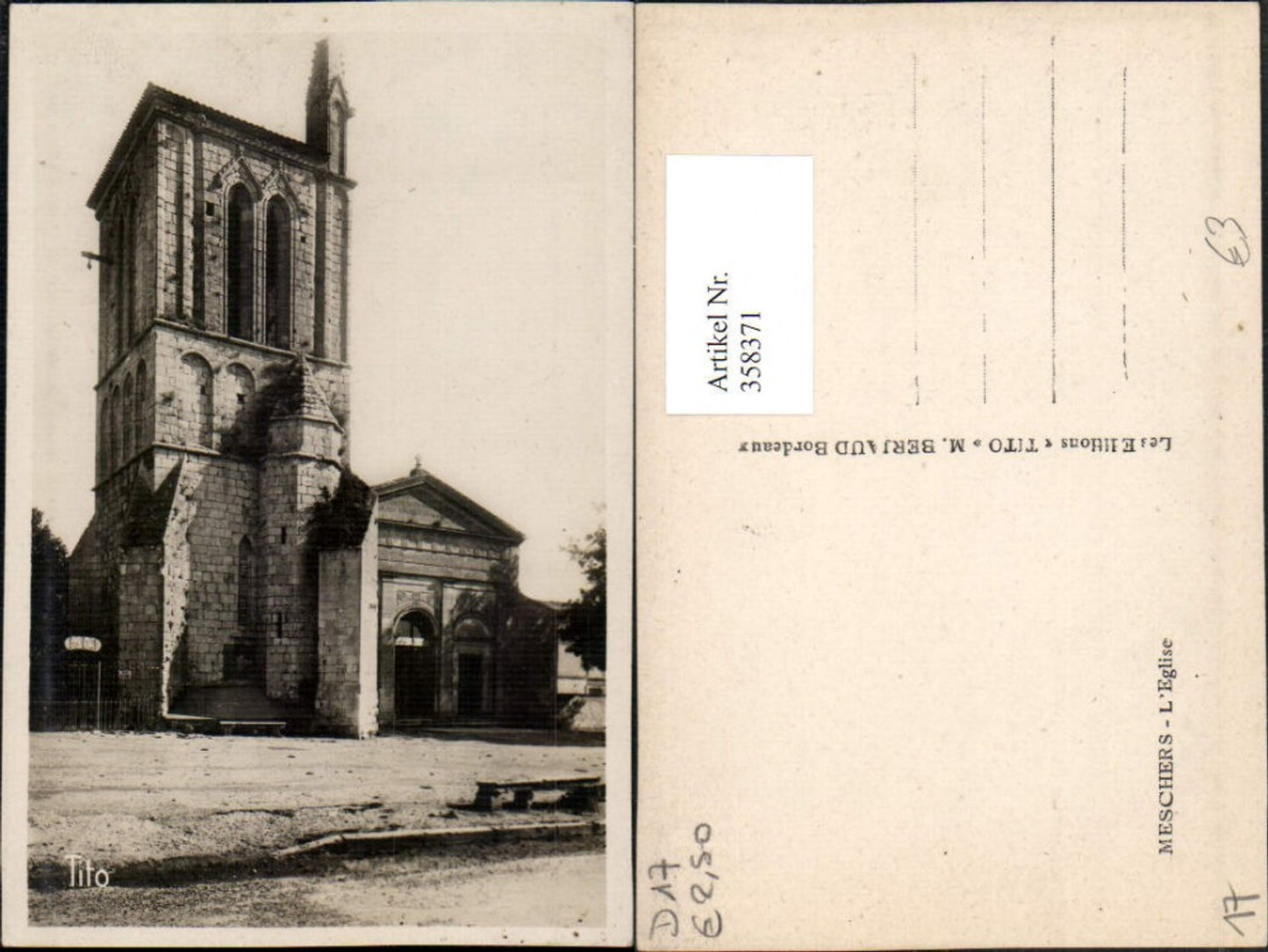 358371,Poitou-Charentes Charente-Maritime Meschers L'Eglise Kirche