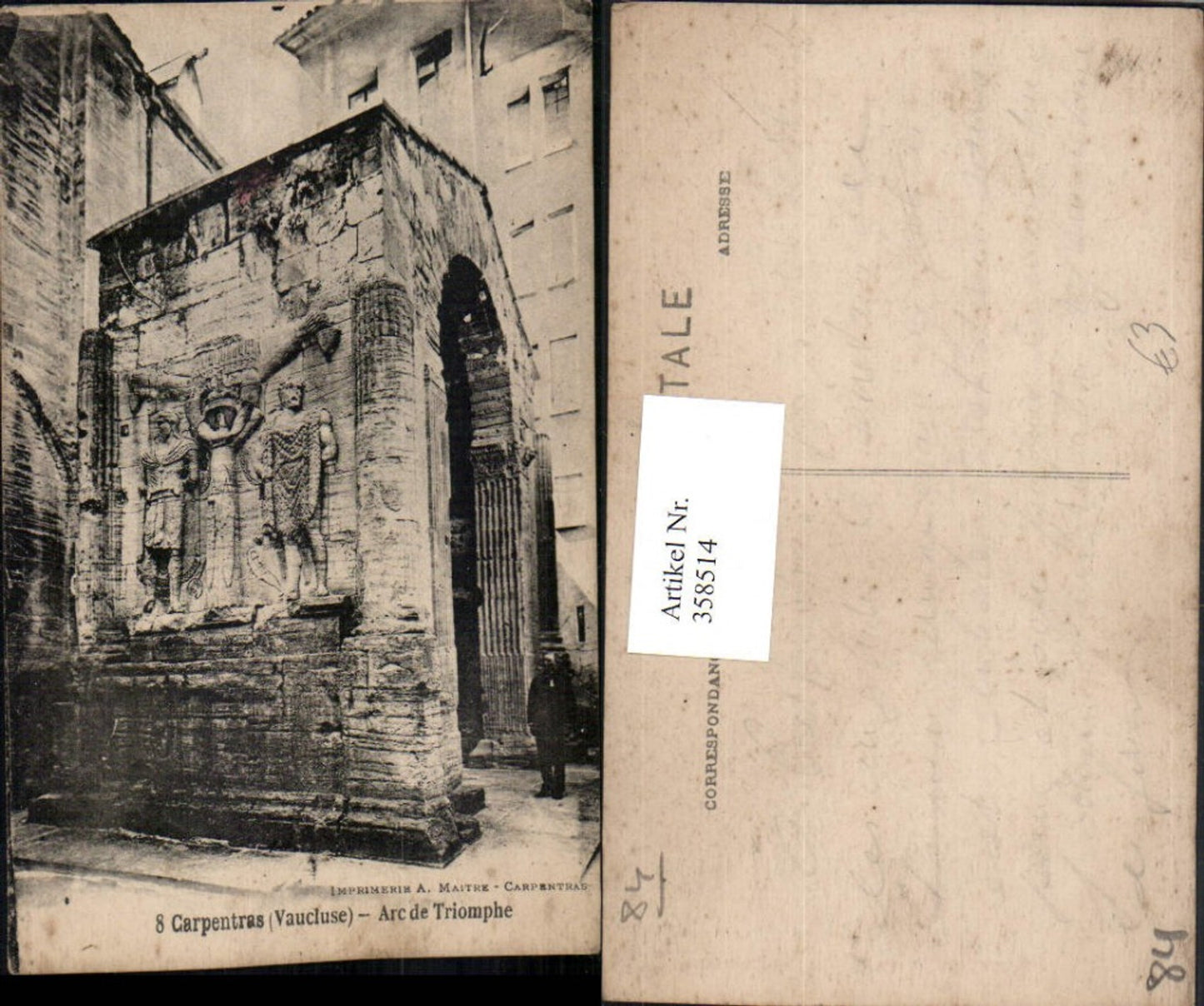 358514,Provence-Alpes-Cote-Azur Vaucluse Carpentras Arc de Triomphe triumphal arch