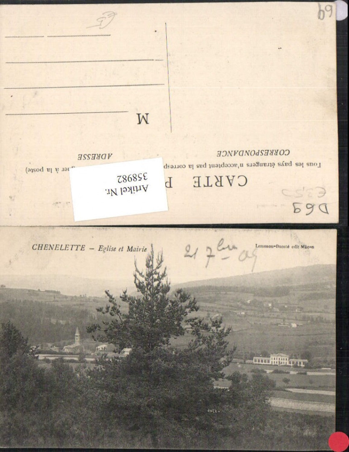358982,Rhone-Alpes Rhone Chenelette Eglise et Mairie View of the church