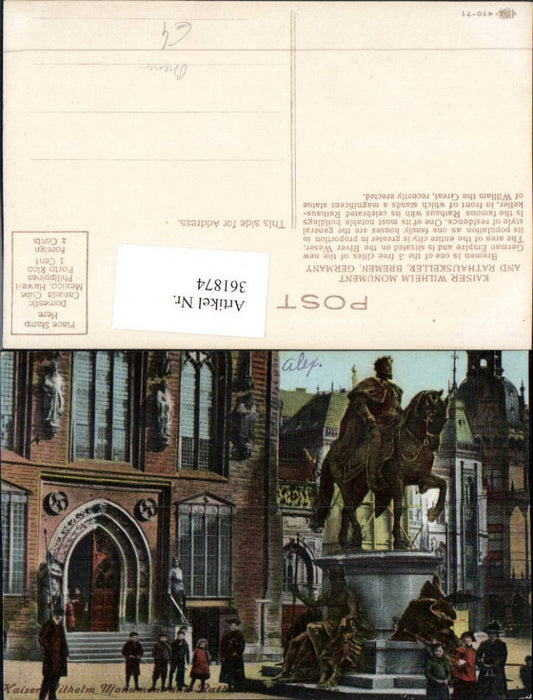 361874,Bremen Kaiser Wilhelm Monument u. Rathaus