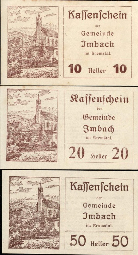 362434,3 Notes Emergency money Imbach i. Kremstal Heller 10,20,50