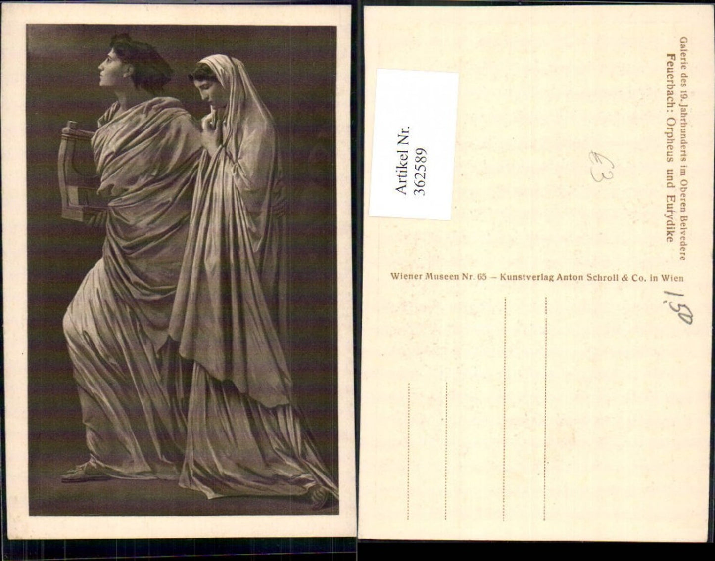 362589,Künstler Ak Feuerbach Orpheus u. Eurydike