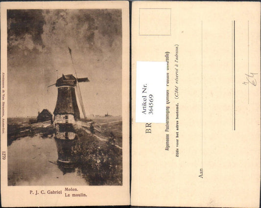 364569, Artist Ak PJC Gabriel Molen Le moulin Windmill