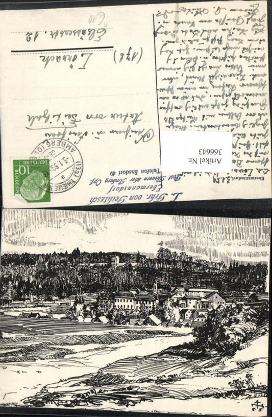 366643, Artist AK Ebermansdorf Total with Eberburg Castle Ruins