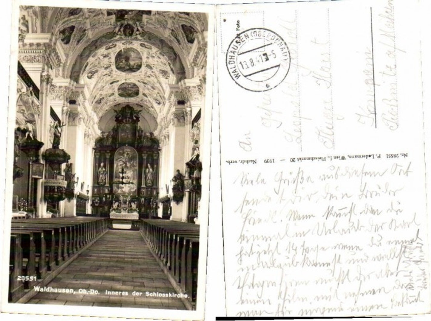 65922,Waldhausen Inneres der Schlosskirche 1939