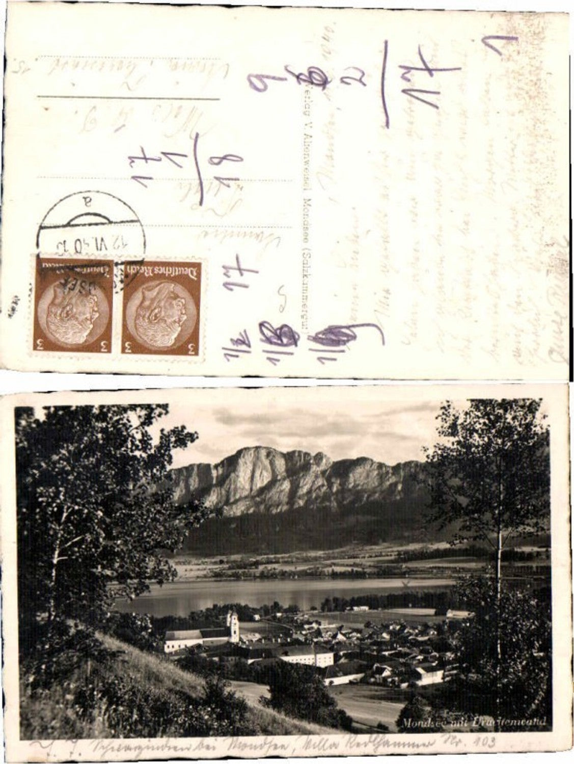67039, Mondsee with Drachenwand 1940