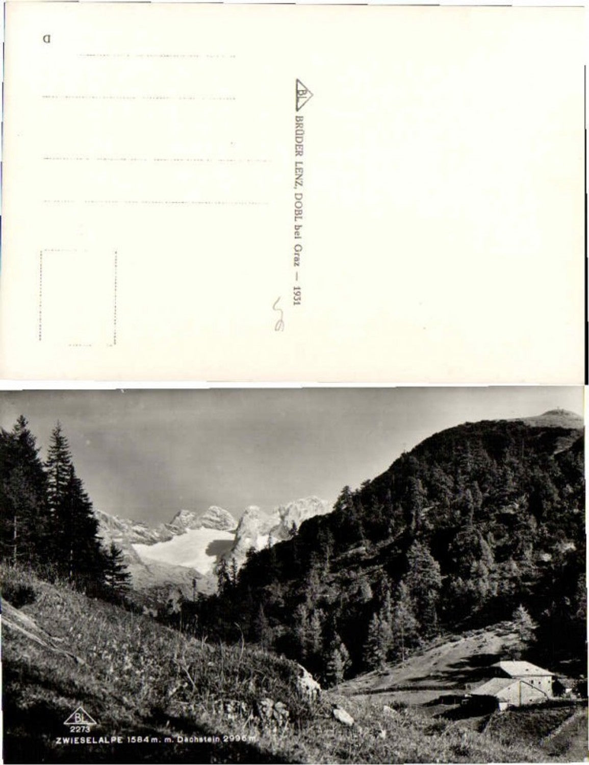 67171, Zwieselalpe Dachstein near Gosau 1923