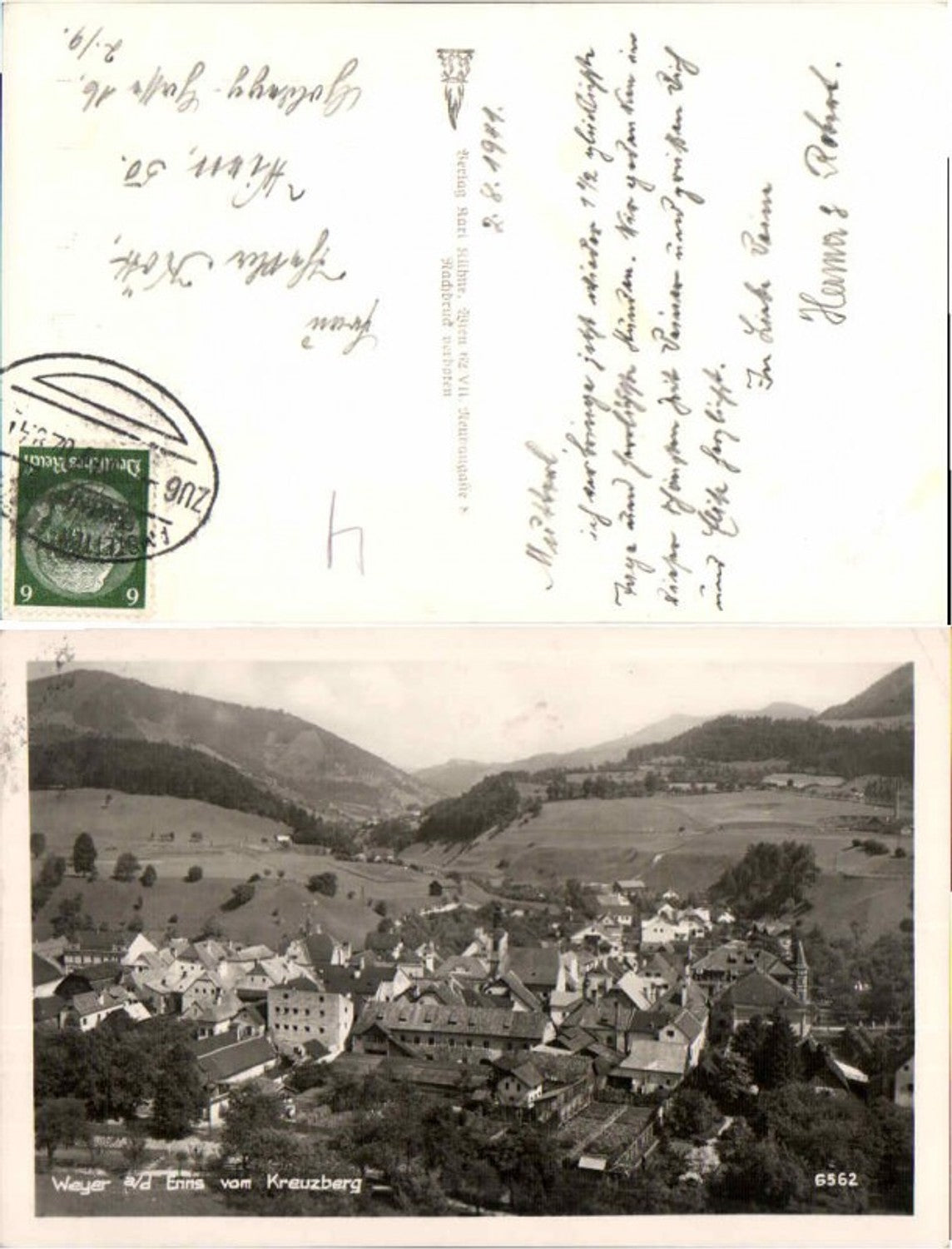 67193, Weyer ad Enns vom Kreuzberg Bahnpost 1941 Amstetten