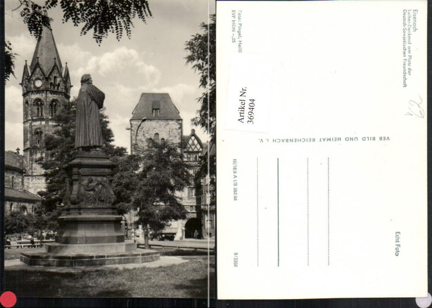 369404,Eisenach Luther-Denkmal Statue Kirchenturm pub VEB