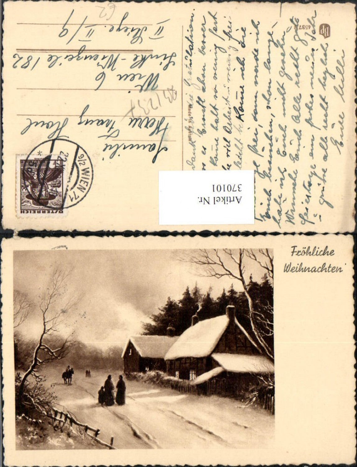 370101, Artist AK Christmas Winter Landscape Houses