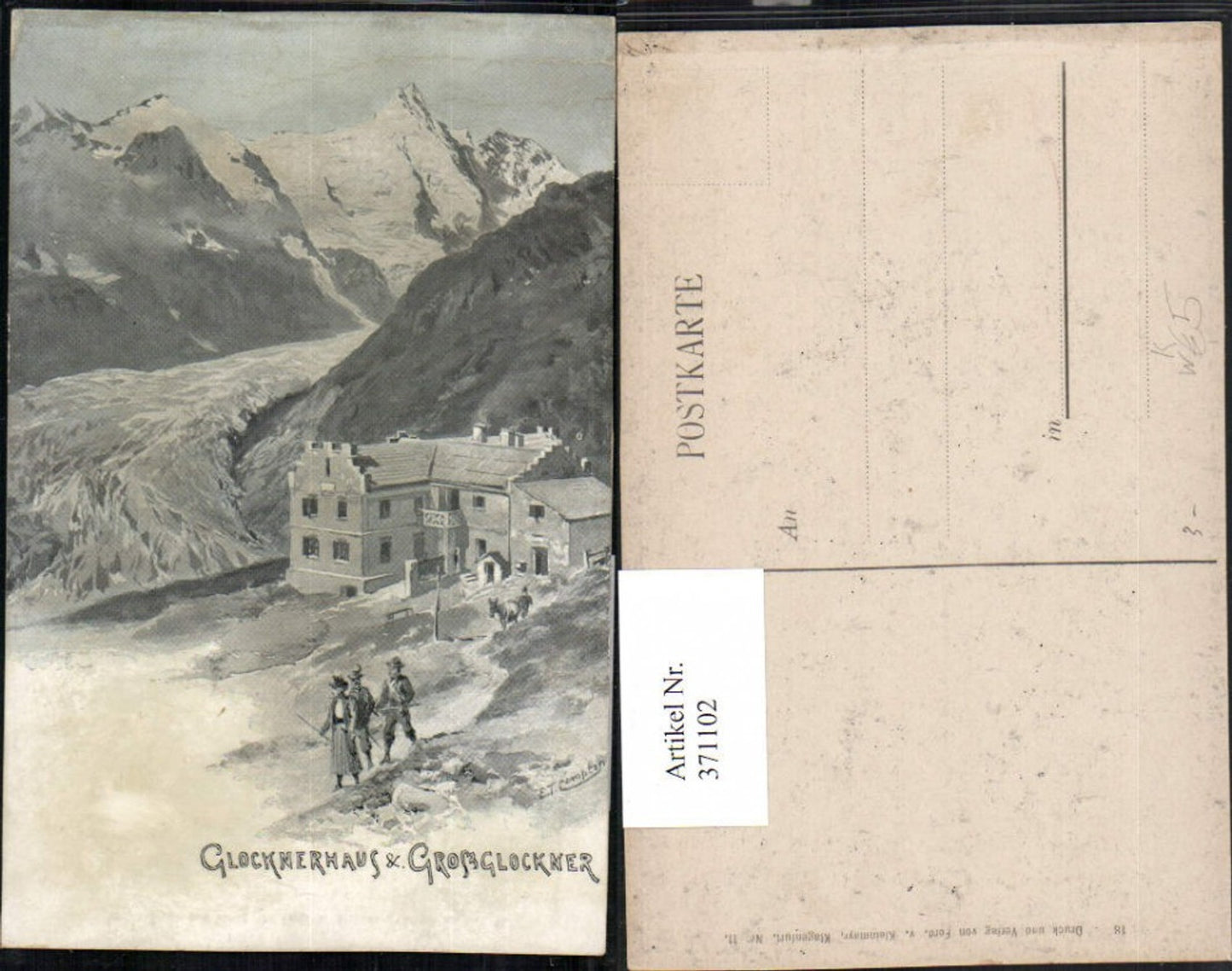 371102, Artist AK ET Compton Glocknerhaus and Großglockner near Heiligenblut mountain scenery