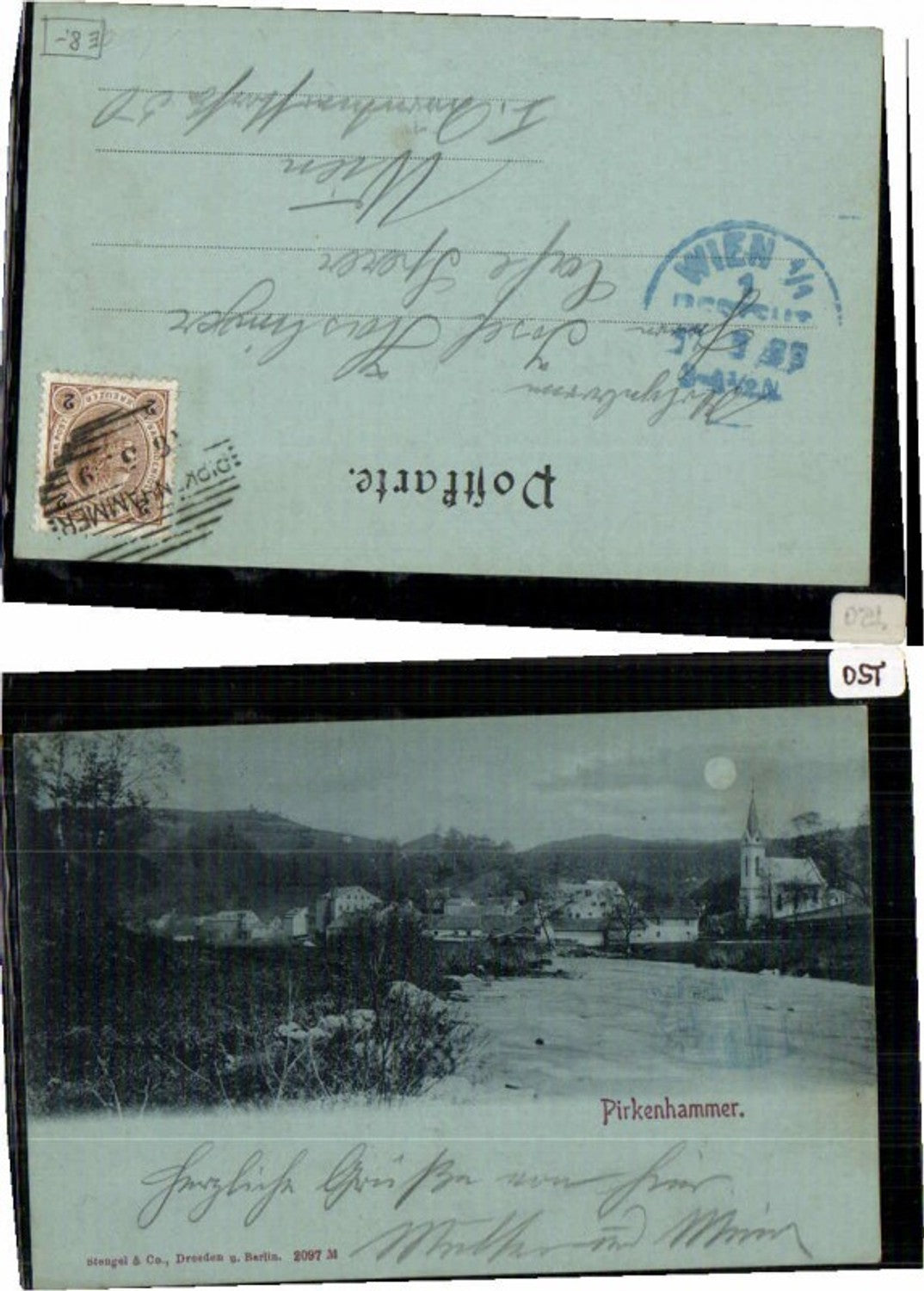 Mond Litho Gruß aus Pirkenhammer Brezova pub Stengel Co 2097 70585