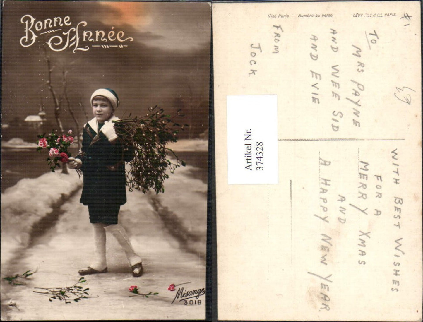 374328,Kind Bub Junge Haube Strauß Rosen Mistel Winterlandschaft Kirche