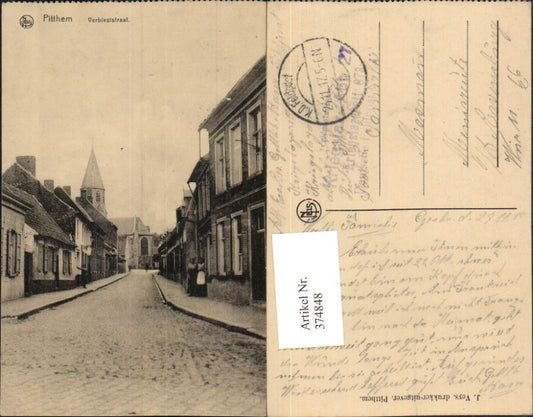 374848,Belgium Pitthem Pittem Verbieststraat Straßenansicht Kirche
