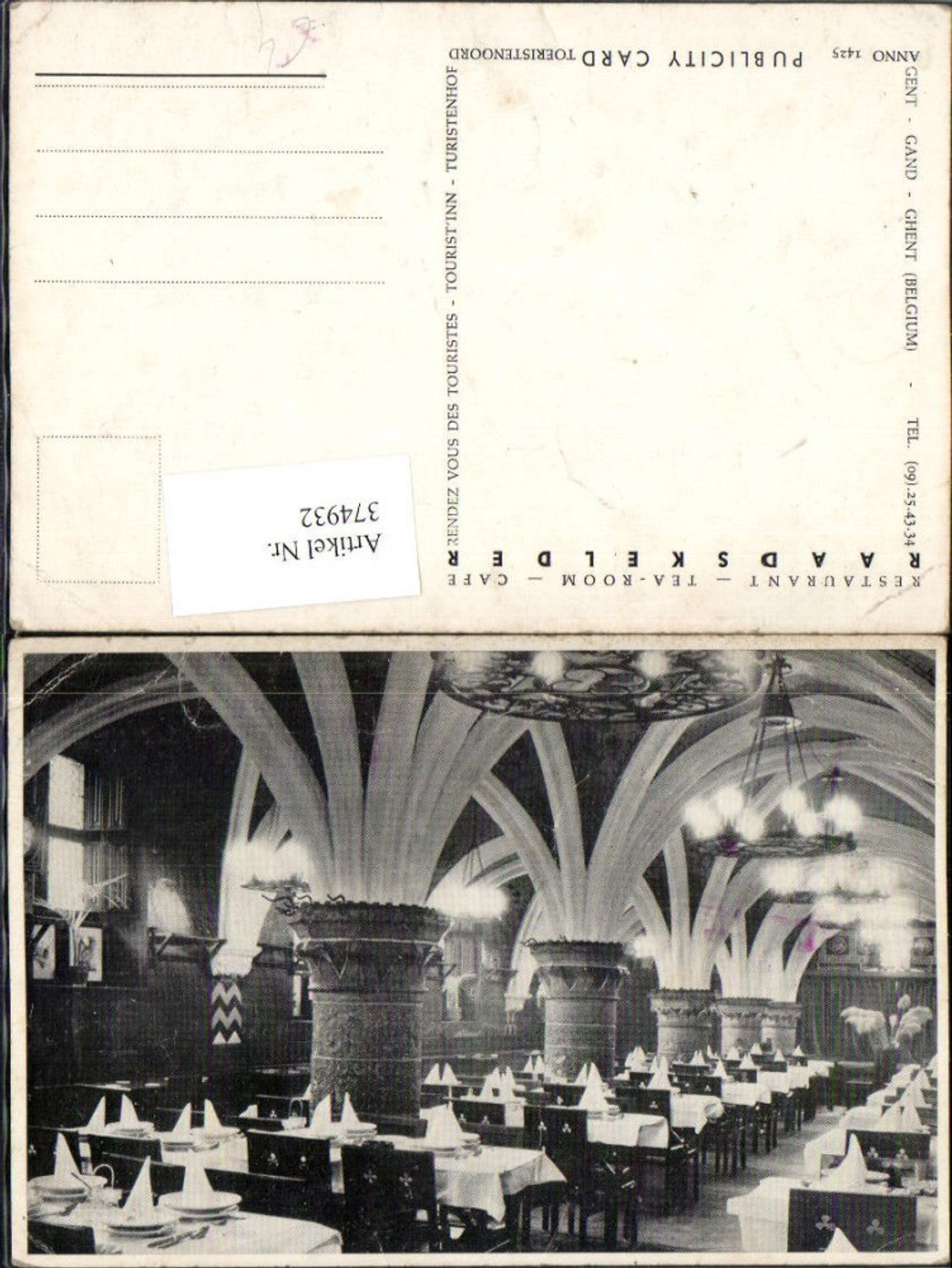 374932, Belgium Gand Gent Raadskelder Restaurant Interior view